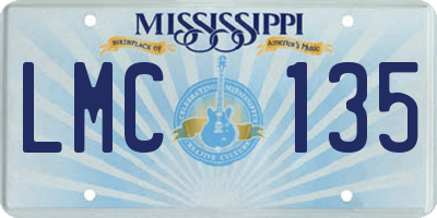 MS license plate LMC135