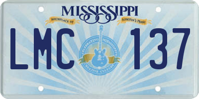 MS license plate LMC137