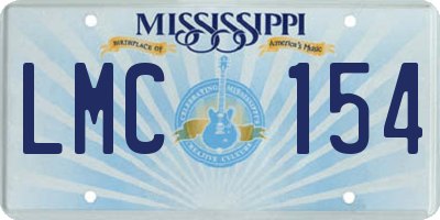MS license plate LMC154