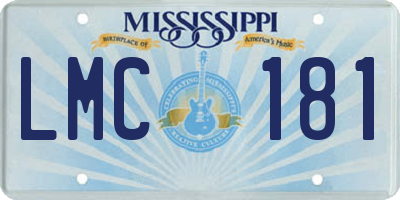 MS license plate LMC181