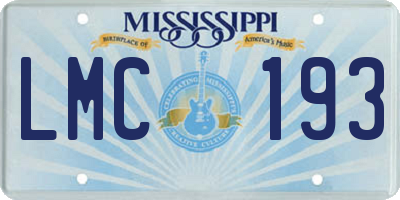 MS license plate LMC193