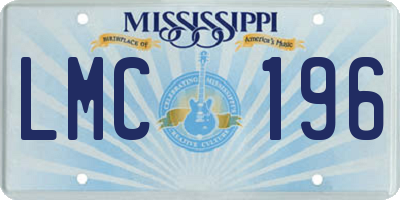 MS license plate LMC196