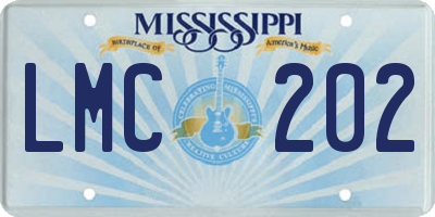 MS license plate LMC202