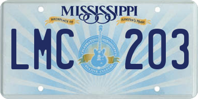 MS license plate LMC203