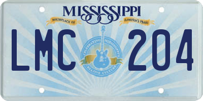 MS license plate LMC204