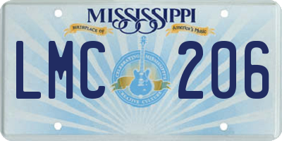 MS license plate LMC206