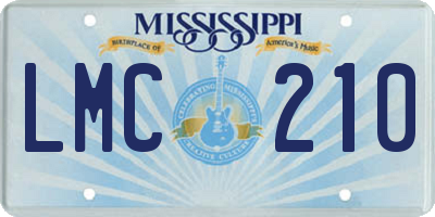 MS license plate LMC210