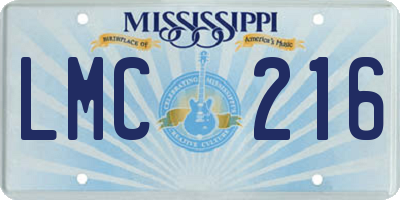 MS license plate LMC216