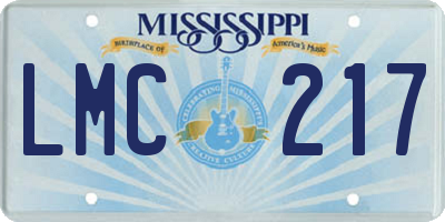 MS license plate LMC217
