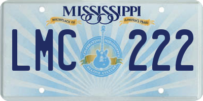 MS license plate LMC222