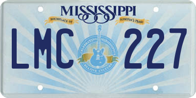 MS license plate LMC227
