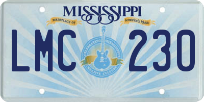 MS license plate LMC230