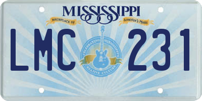 MS license plate LMC231