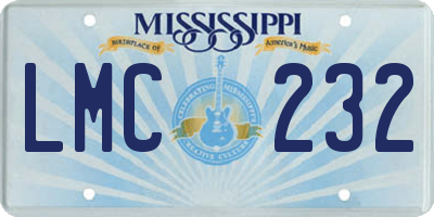 MS license plate LMC232
