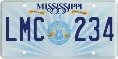 MS license plate LMC234