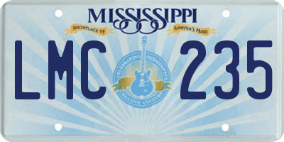 MS license plate LMC235