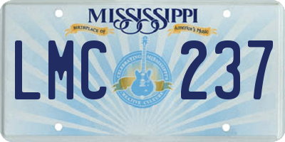 MS license plate LMC237
