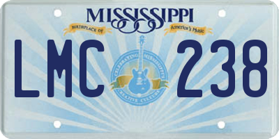 MS license plate LMC238