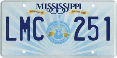 MS license plate LMC251