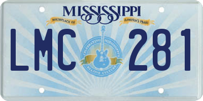 MS license plate LMC281