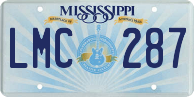 MS license plate LMC287