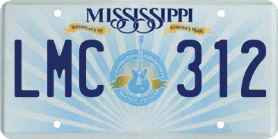 MS license plate LMC312