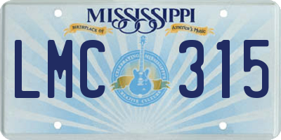 MS license plate LMC315