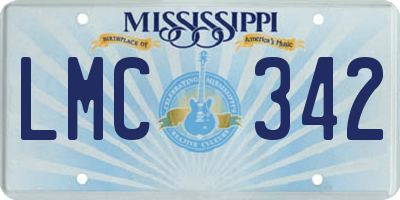 MS license plate LMC342