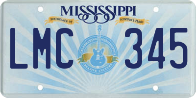 MS license plate LMC345