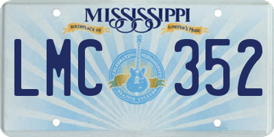 MS license plate LMC352