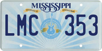 MS license plate LMC353