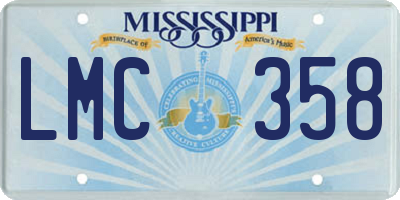 MS license plate LMC358
