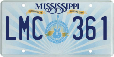 MS license plate LMC361