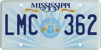 MS license plate LMC362