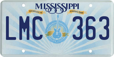 MS license plate LMC363