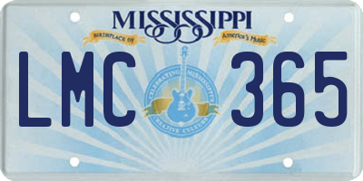 MS license plate LMC365