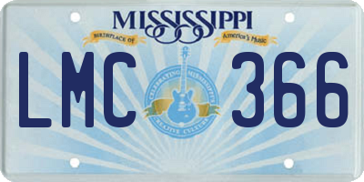 MS license plate LMC366