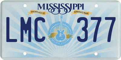 MS license plate LMC377