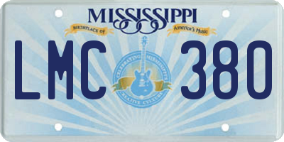 MS license plate LMC380