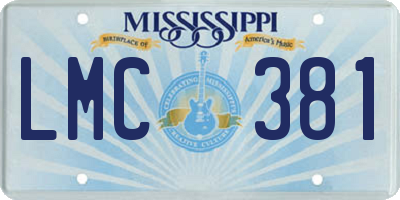 MS license plate LMC381