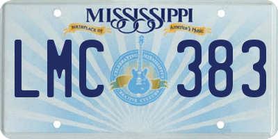 MS license plate LMC383
