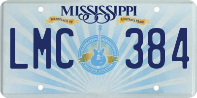 MS license plate LMC384
