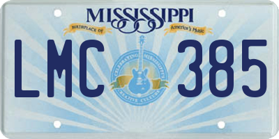 MS license plate LMC385