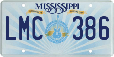 MS license plate LMC386