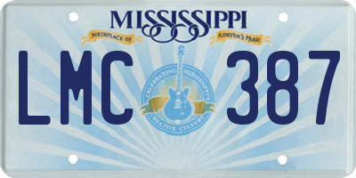MS license plate LMC387
