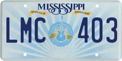 MS license plate LMC403