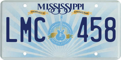 MS license plate LMC458