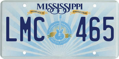 MS license plate LMC465