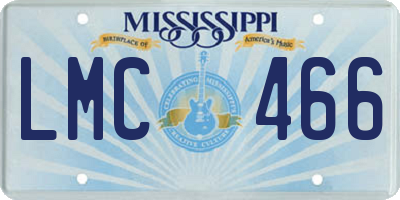 MS license plate LMC466