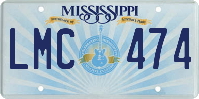 MS license plate LMC474